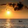 Fishing boat in sunrise