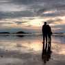 Couple in love on the beach of Saint-Malo