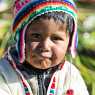 Little kids from reed islands of Uros