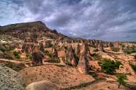 Many rock formations in Cappadocia