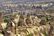 Many rock formations in Cappadocia