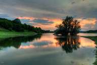 Sunset over Domlyan Dam