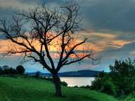 Sunset over Domlyan Dam