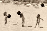 On the beach with ball