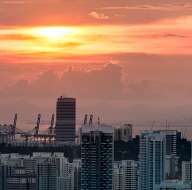 Sunset over the megapolis