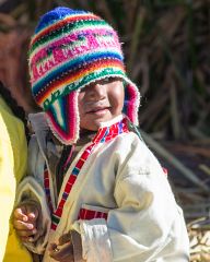 Little kids from reed islands of Uros