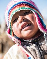 Little kids from reed islands of Uros