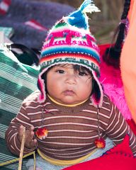 Little kids from reed islands of Uros