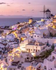 At sunset on Oia