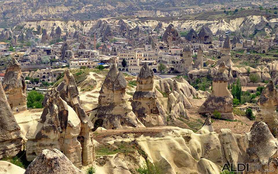Many rock formations in Cappadocia