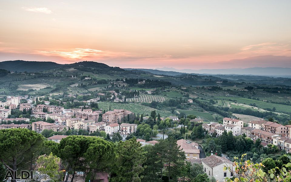 Sunset near San Gimignano