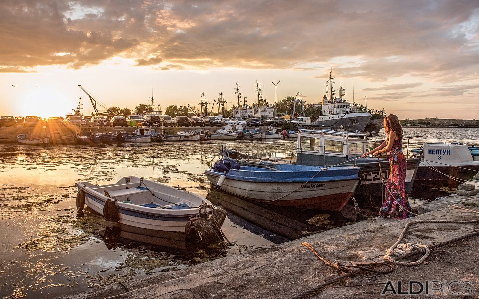 Sunset at the harbor