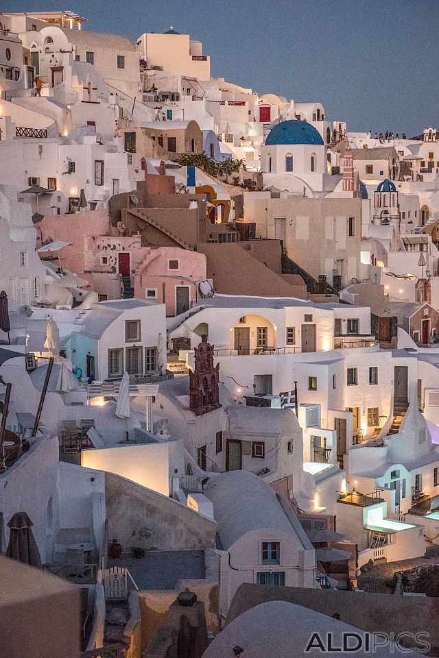 At sunset on Oia