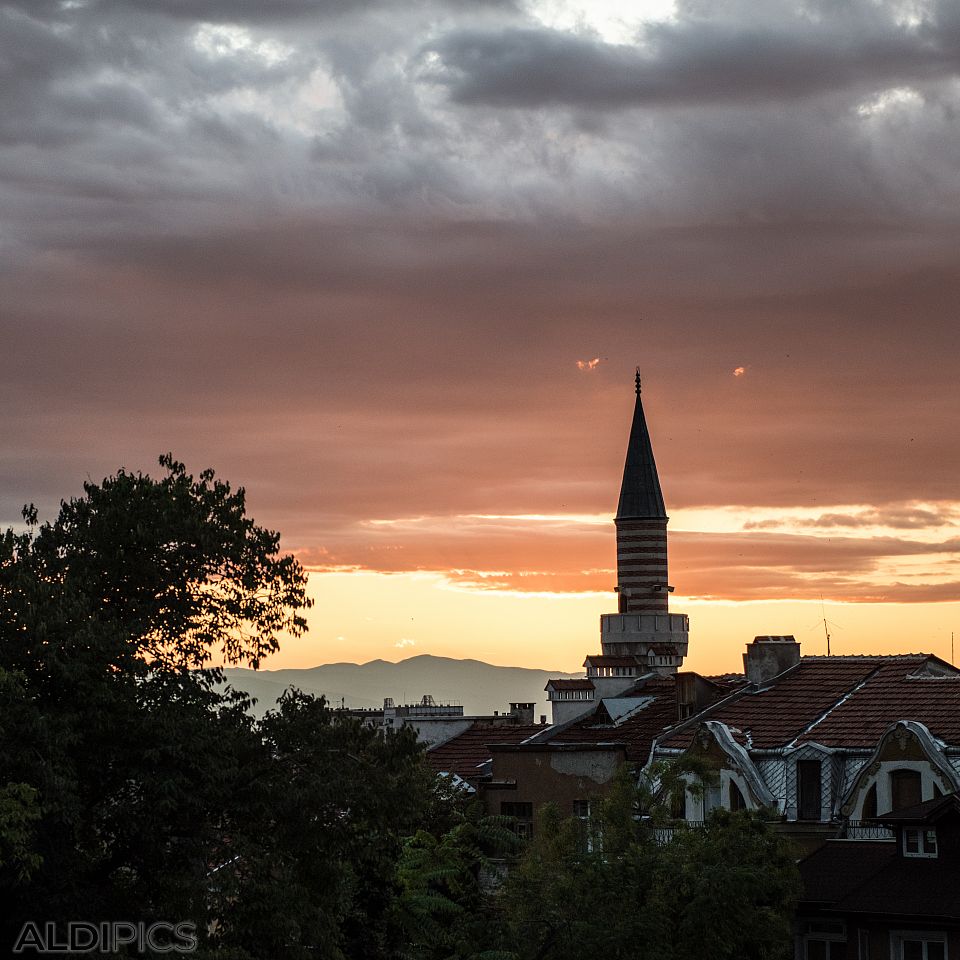 Sunset over mosque