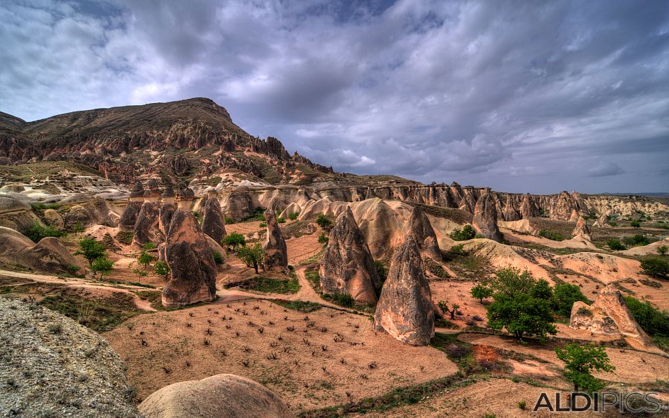 Many rock formations in Cappadocia