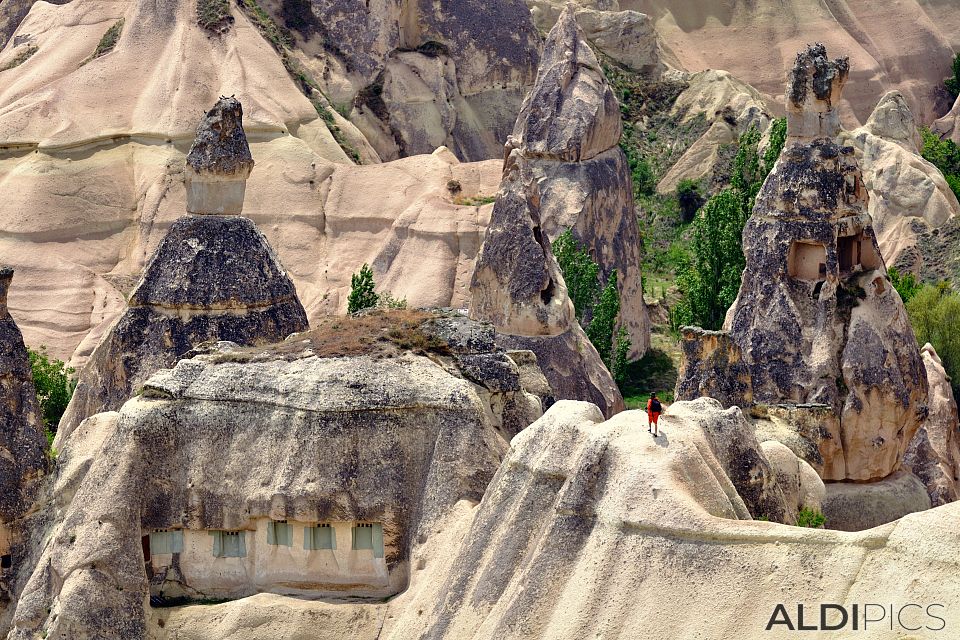 Many rock formations in Cappadocia