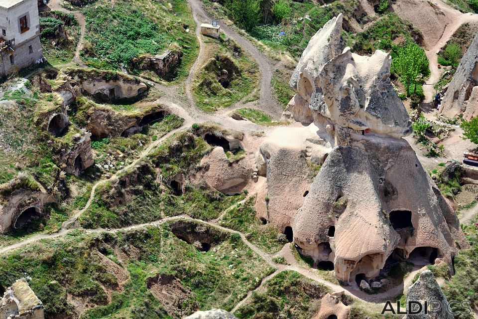 Many rock formations in Cappadocia