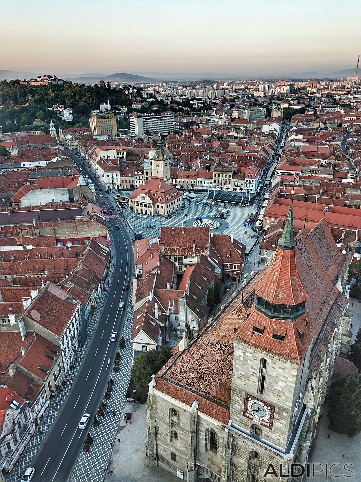 Above the center of Brasov