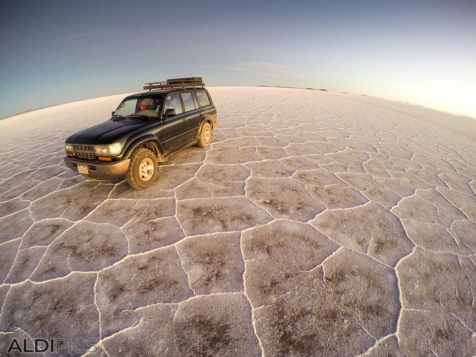 Sunset over the salt desert