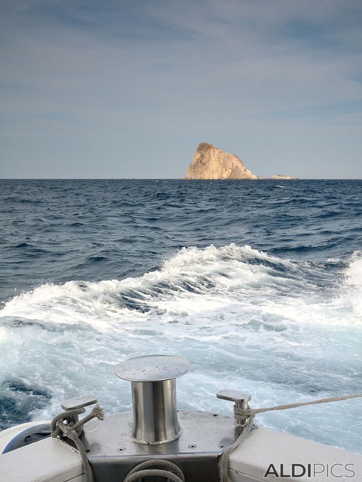 By boat to the island of Stromboli