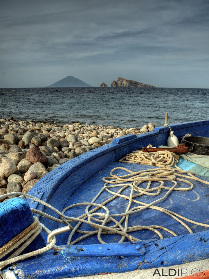 On the shore of the island of Panarea
