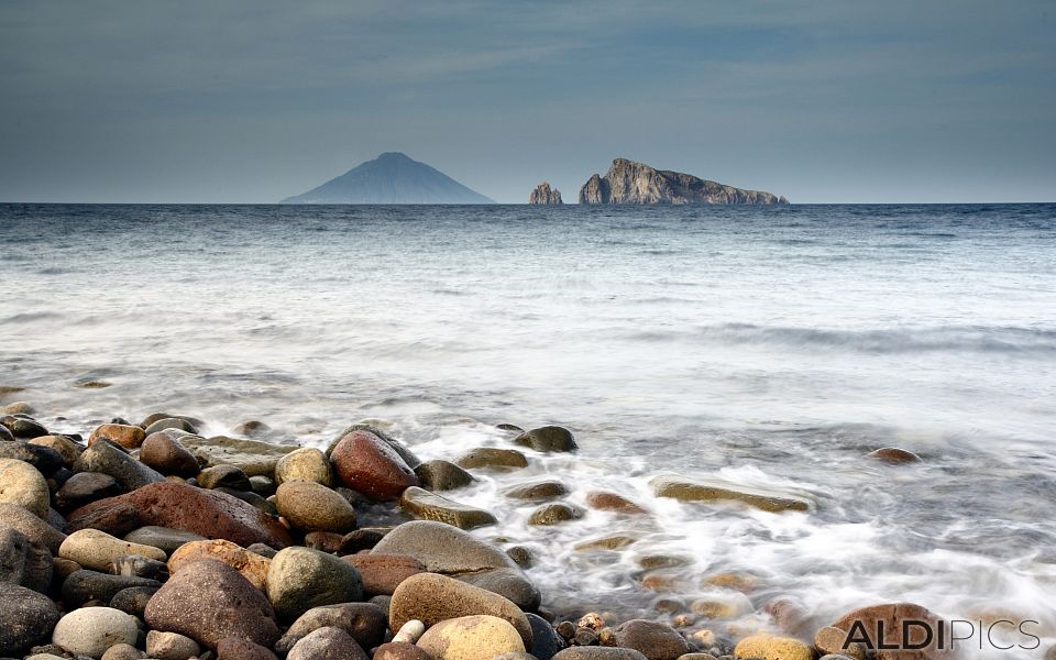 On the shore of the island of Panarea