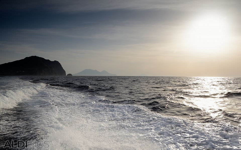 By boat to the island of Stromboli