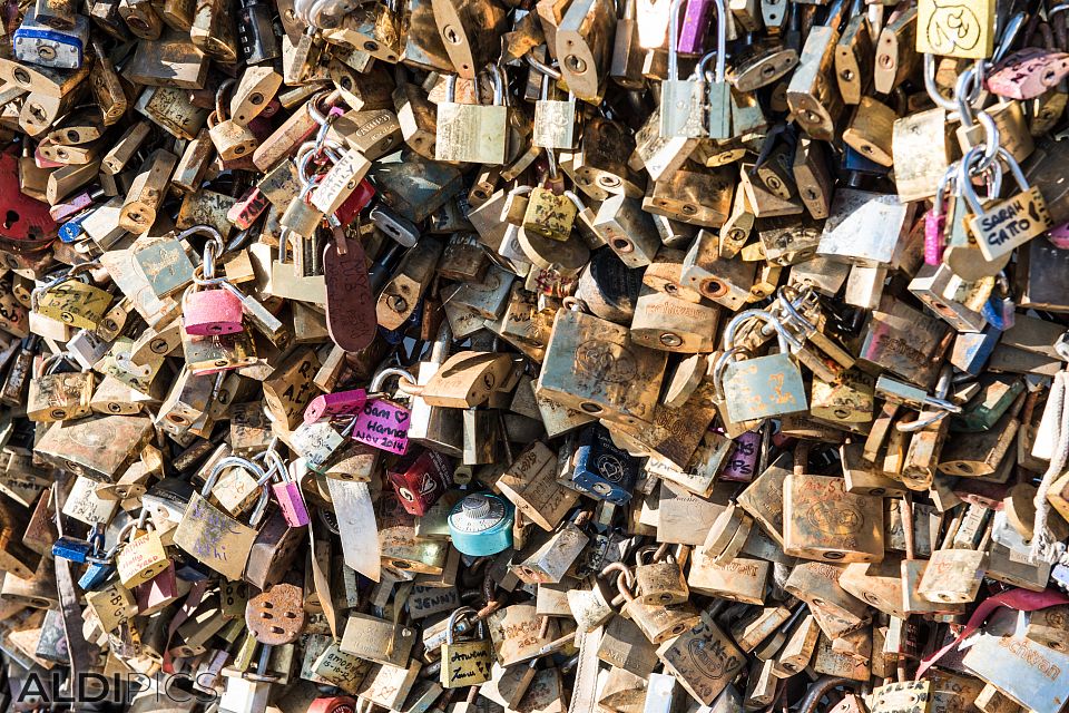 Bridge with padlocks