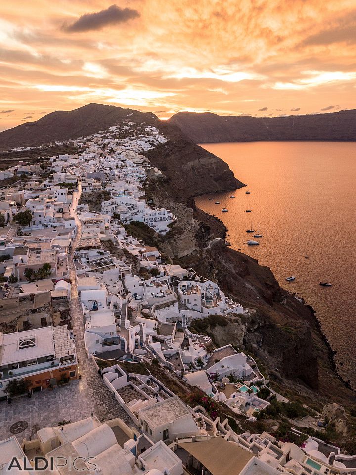 At sunrise over Oia