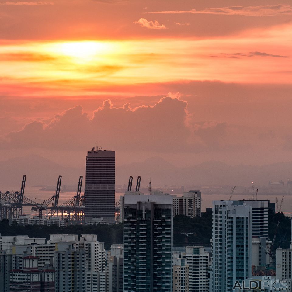 Sunset over the megapolis