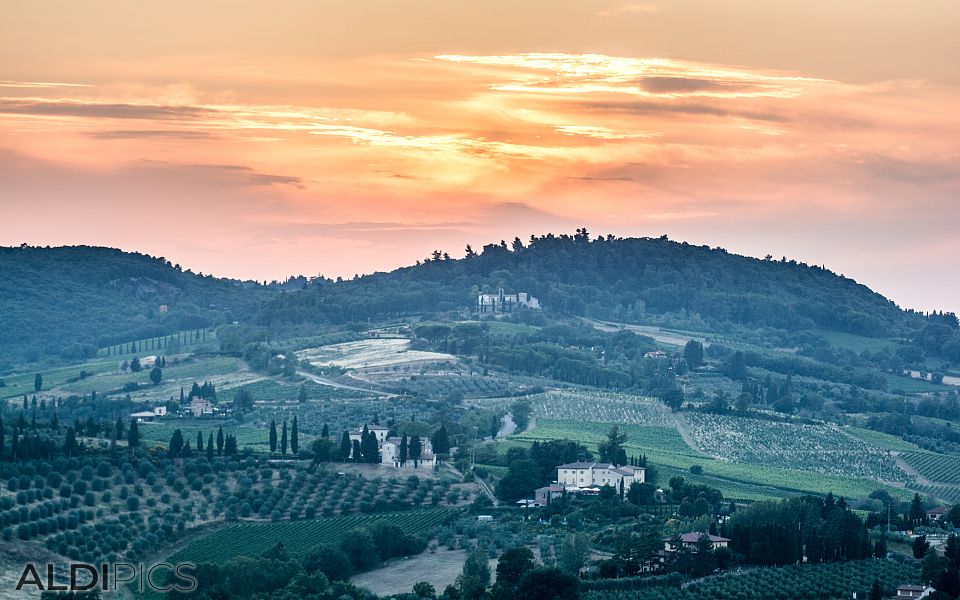 Sunset near San Gimignano