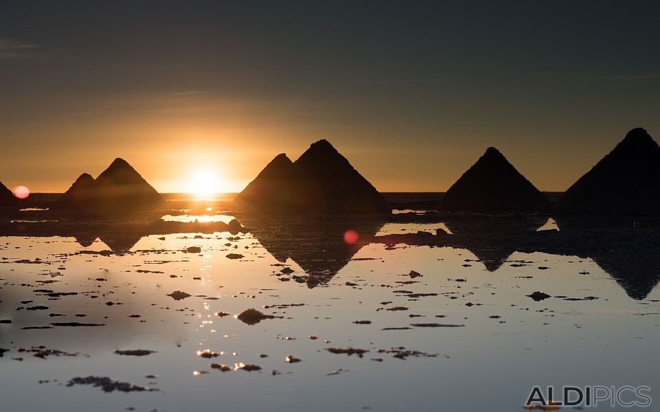 Sunset over the salt desert