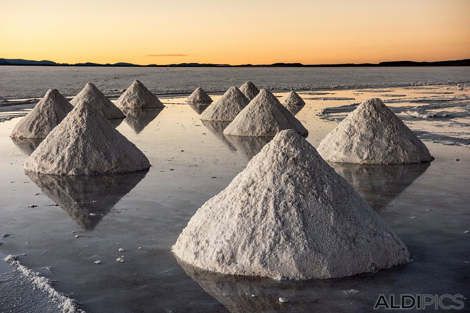 Sunset over the salt desert