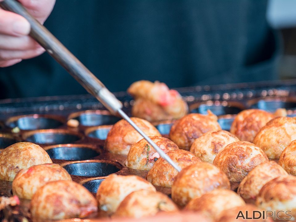 Traditional Japanese bites of octopus