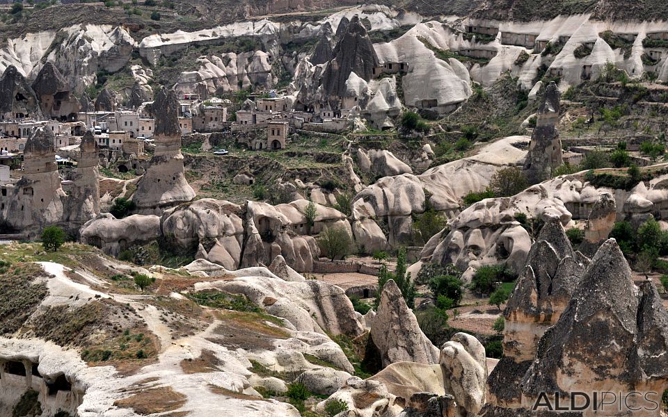 Many rock formations in Cappadocia