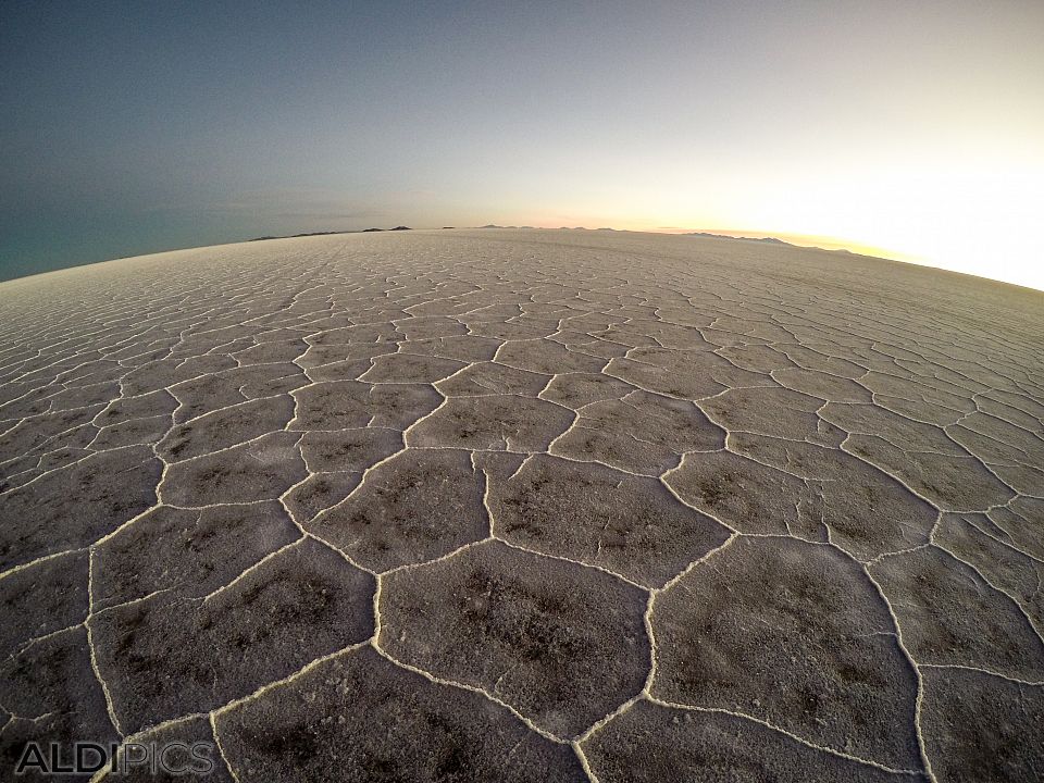 Sunset over the salt desert