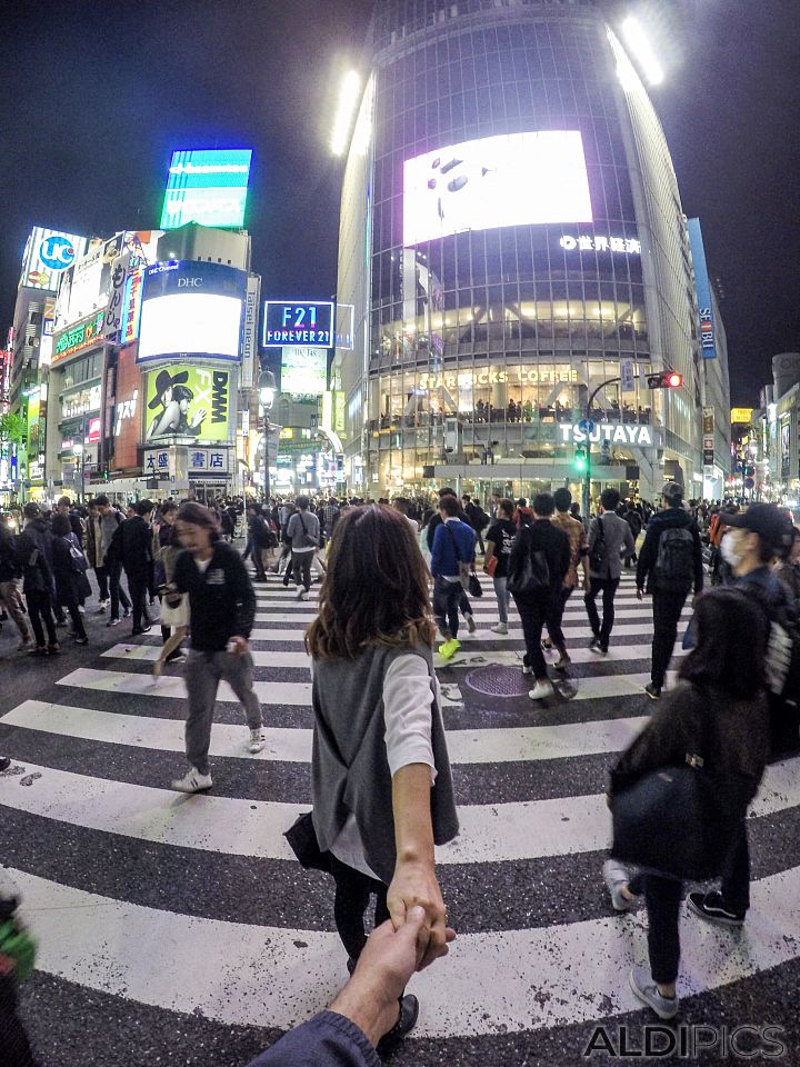 Follow me... In the crosswalk