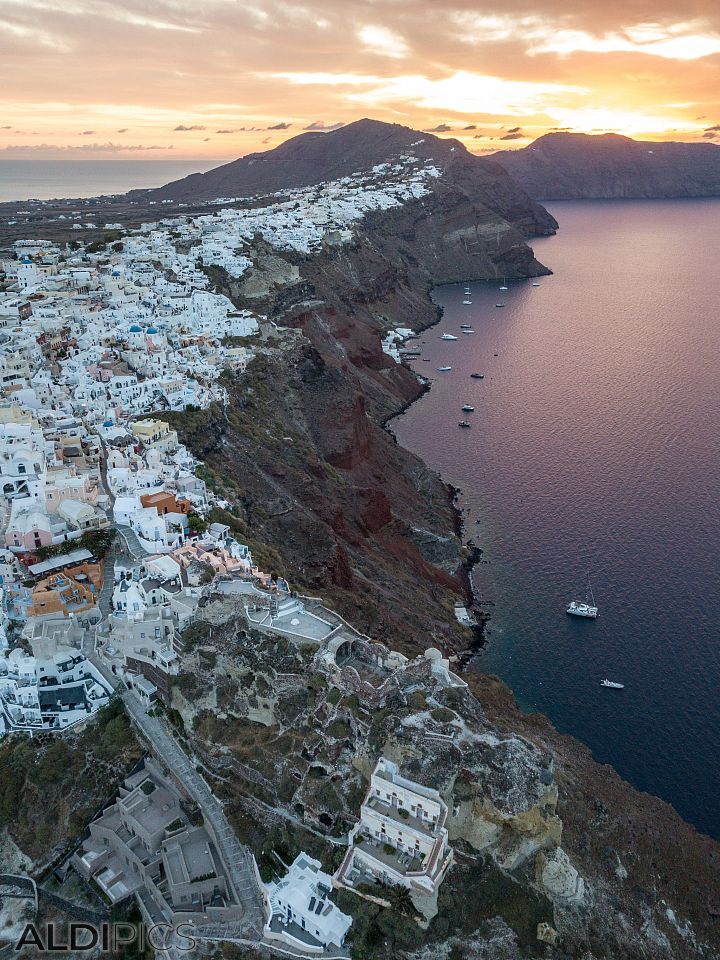 At sunrise over Oia