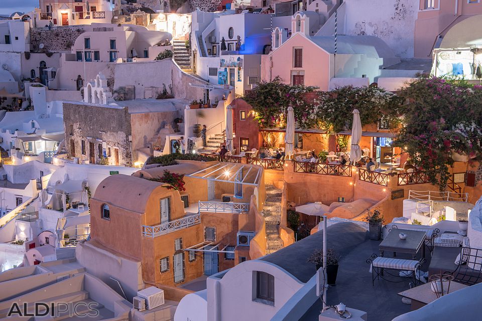 At sunset on Oia