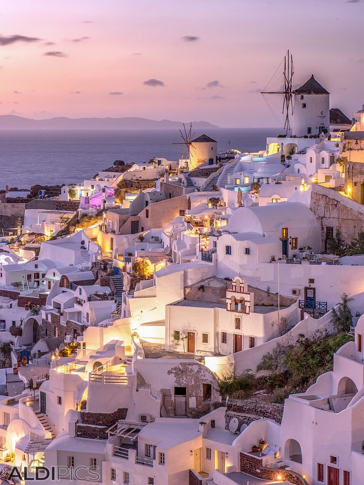 At sunset on Oia